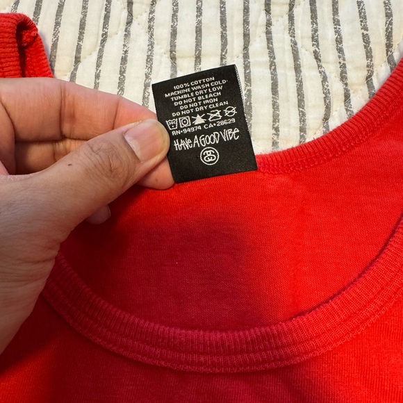 Stussy Red Tank Top with Leopard Print Logo Size Medium Mens No flaws - Picture 4 of 5